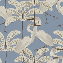 Oriental Chinoiserie Birds Blue White