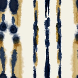 Ikat Blue Stripes Ink Watercolour